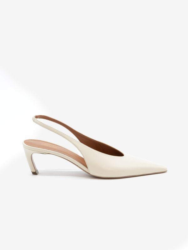 ALDO CASTAGNA Slingback tacco 5 cm pelle Panna