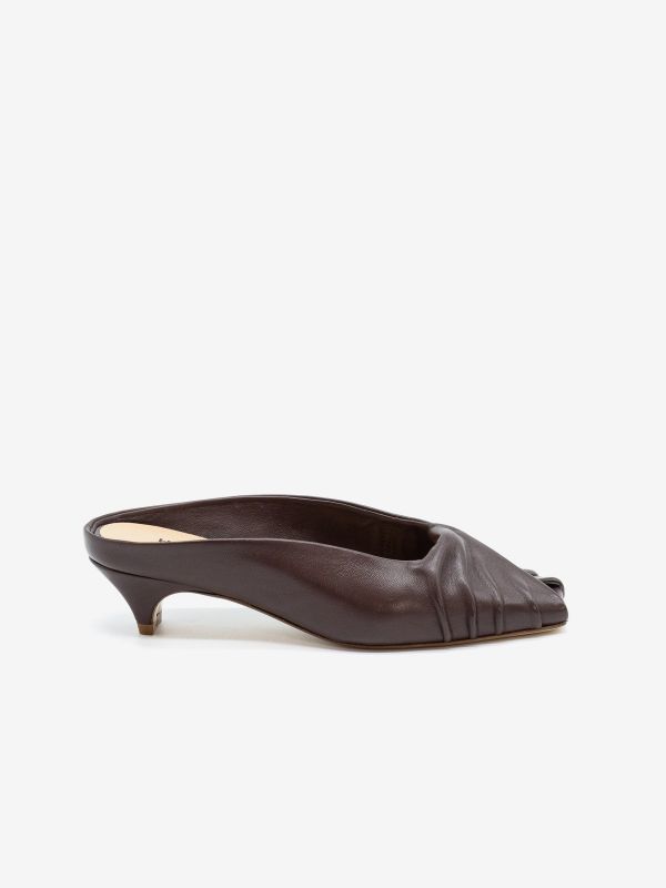 HALMANERA Mules spuntato tc 5 cm pelle Marrone