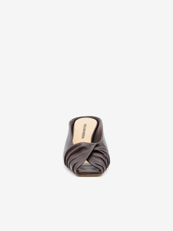 HALMANERA Mules spuntato tc 5 cm pelle Marrone