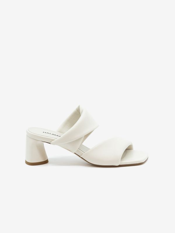 HALMANERA Mules tc 5 cm pelle Panna
