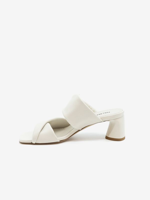 HALMANERA Mules tc 5 cm pelle Panna