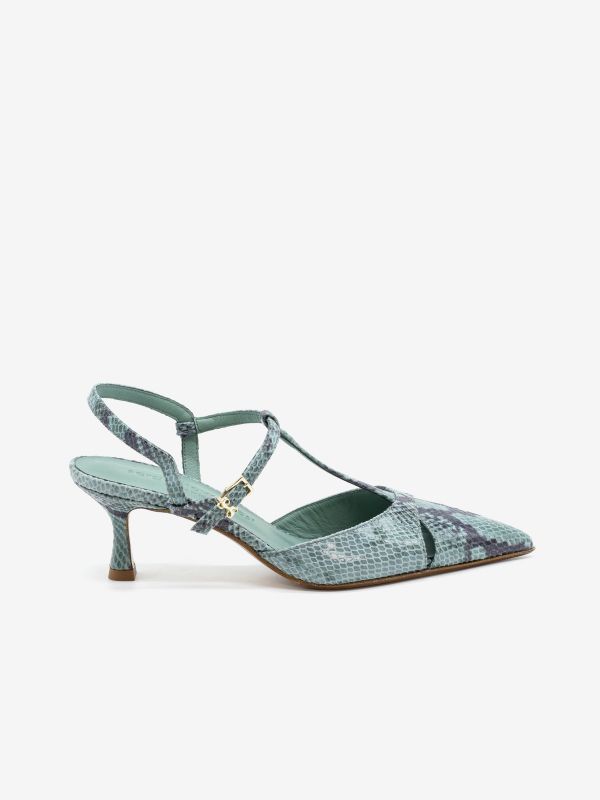 SERGIO LEVANTESI Slingback tc 5 cm pitone Celeste