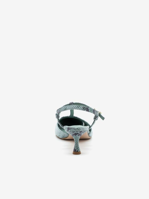 SERGIO LEVANTESI Slingback tc 5 cm pitone Celeste