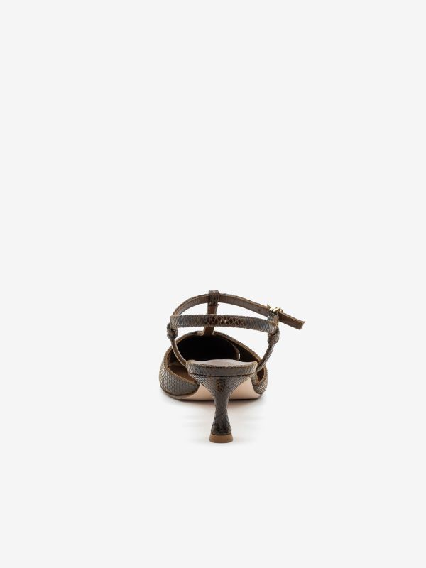 SERGIO LEVANTESI Slingback tc 5 cm pitone Marrone