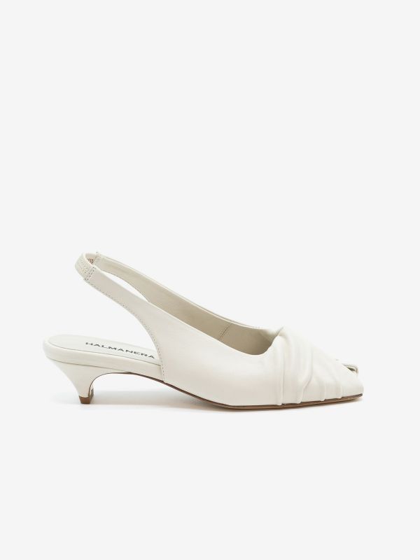 HALMANERA Sandalo tc 5 cm spuntato pelle Bianco