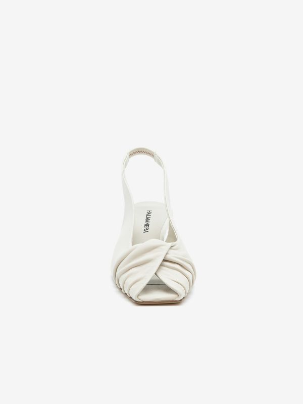 HALMANERA Sandalo tc 5 cm spuntato pelle Bianco