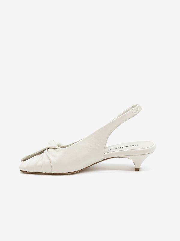 HALMANERA Sandalo tc 5 cm spuntato pelle Bianco