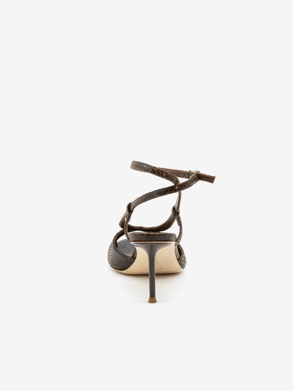 SERGIO LEVANTESI Sandalo tc 9 cm pitone Marrone