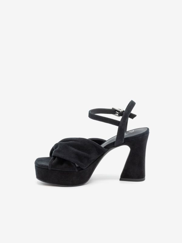 A.S.H. Sandalo con plateau camoscio tc 9 cm Nero