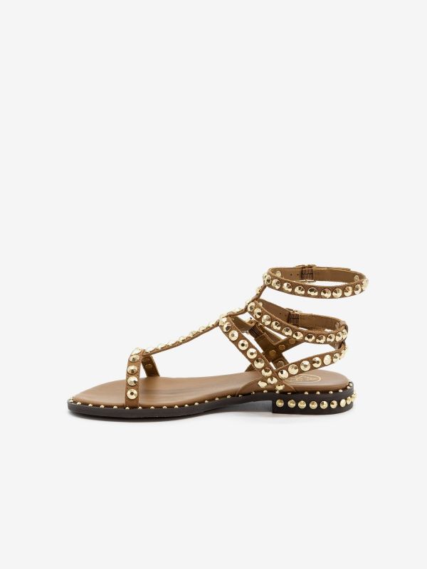 A.S.H. Sandalo 3 cinturini borchie oro Cuoio
