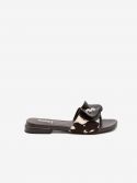 JEANNOT Sandalo zeppa tc 7 cm con fasce maculate Nero