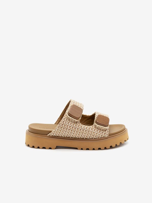 NOA HARMON Ciabattina fondo gomma due fasce Beige