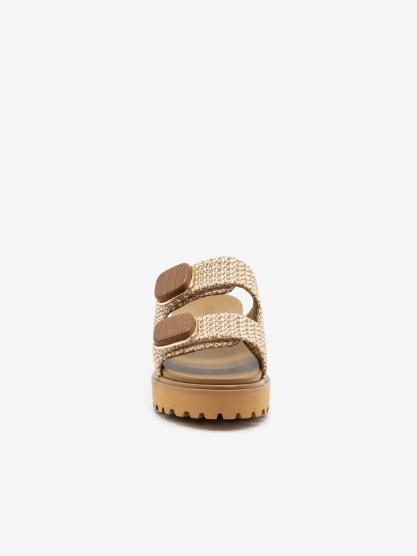 NOA HARMON Ciabattina fondo gomma due fasce Beige