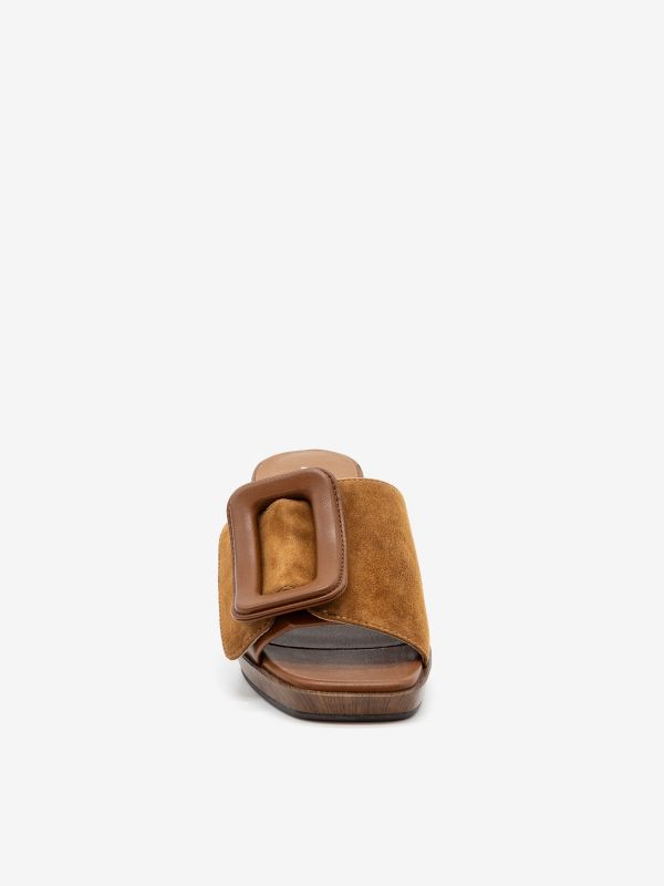 NOA HARMON Mules con plateau tc 5 cm camoscio Cuoio