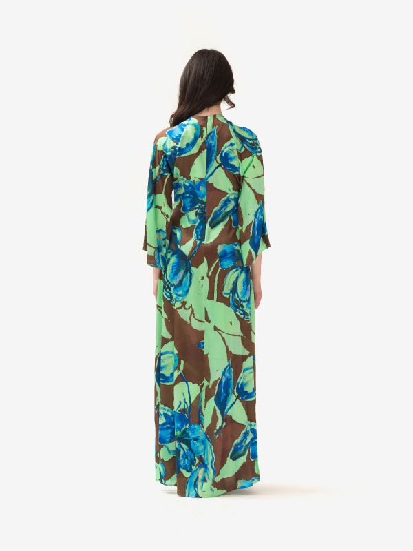 KITAGI Abito lungo m 3/4 fantasia Verde