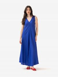 P.A.R.O.S.H. Abito lungo lino smanicato Bluette