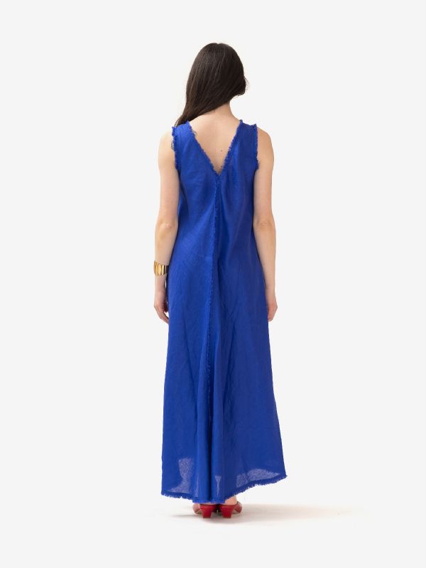 P.A.R.O.S.H. Abito lungo lino smanicato Bluette