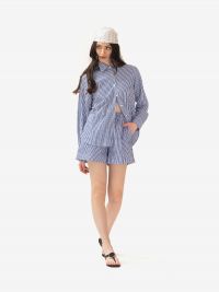 P.A.R.O.S.H. Short cotone a righe + strass Blu