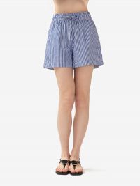 P.A.R.O.S.H. Short cotone a righe + strass Blu