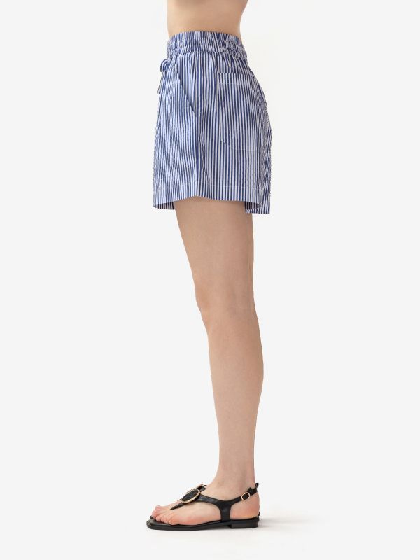 P.A.R.O.S.H. Short cotone a righe + strass Blu