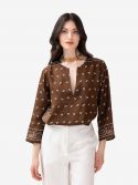 P.A.R.O.S.H. Blusa smanicata con pizzo seta Panna