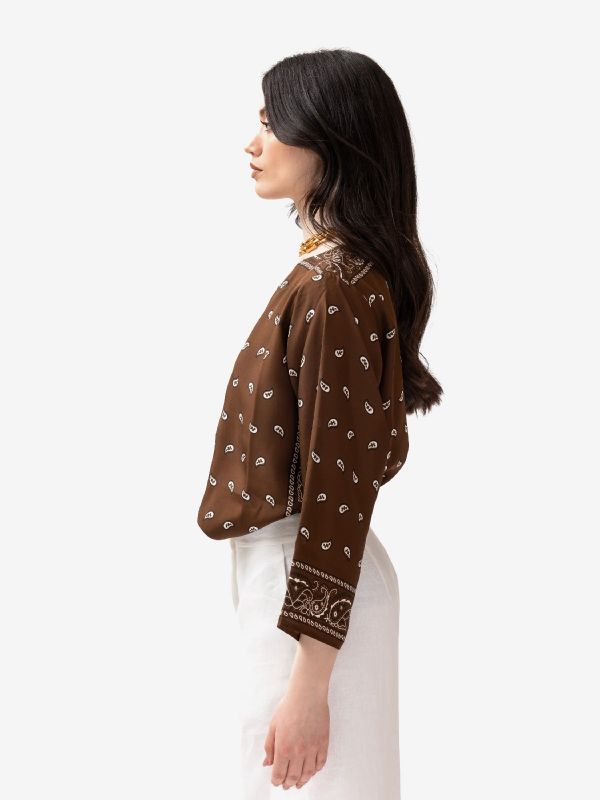 P.A.R.O.S.H. Blusa seta m/l fantasia bandana Marrone