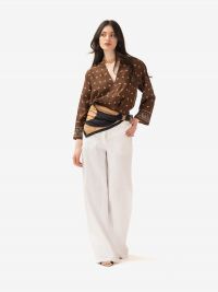 P.A.R.O.S.H. Blusa seta m/l fantasia bandana Marrone