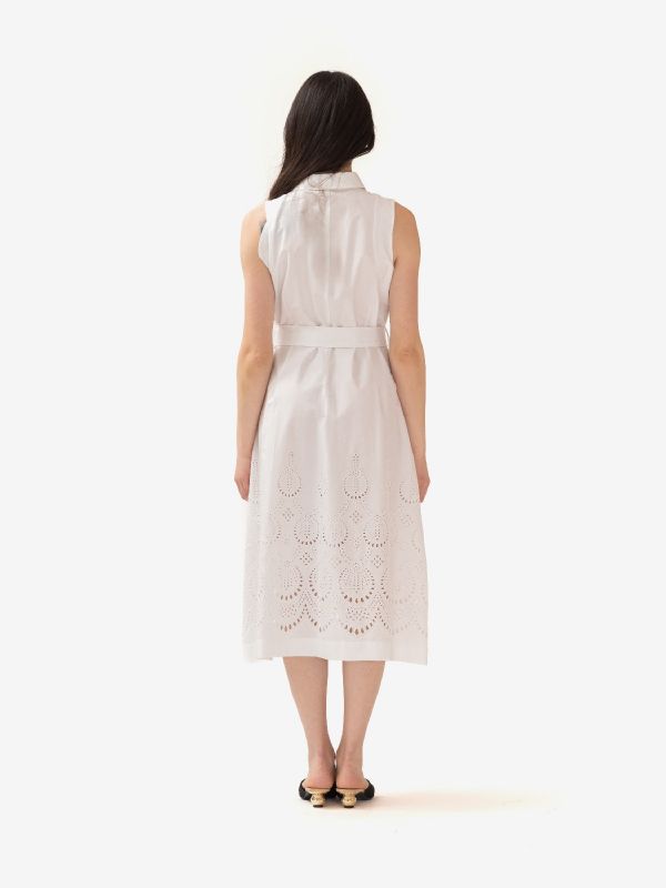 P.A.R.O.S.H. Abito midi cotone con ricami Bianco