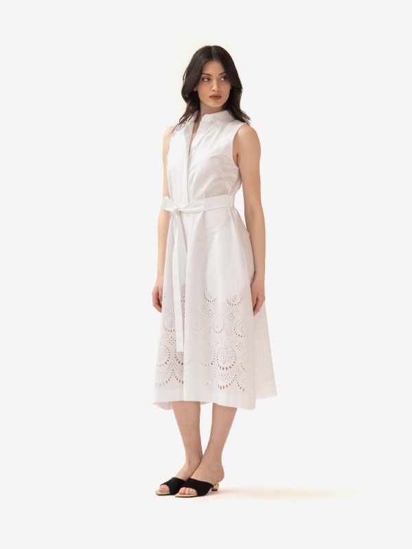 P.A.R.O.S.H. Abito midi cotone con ricami Bianco