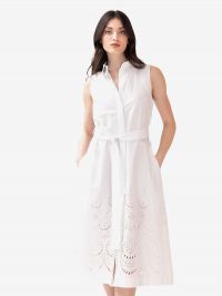 P.A.R.O.S.H. Abito midi cotone con ricami Bianco