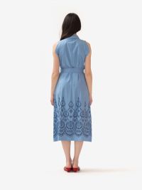 P.A.R.O.S.H. Abito midi cotone con ricami Celeste