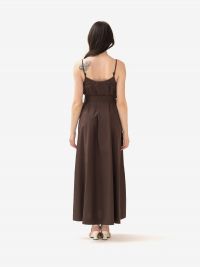 P.A.R.O.S.H. Abito lungo cotone con rouches Marrone