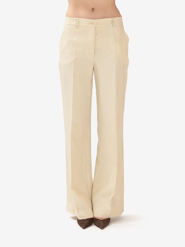 P.A.R.O.S.H. Pantalone palazzo lino Beige