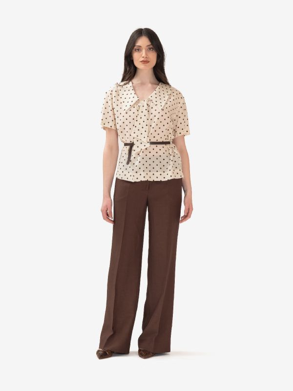 P.A.R.O.S.H. Pantalone palazzo lino Marrone