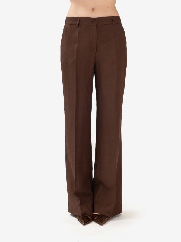 P.A.R.O.S.H. Pantalone palazzo lino Marrone