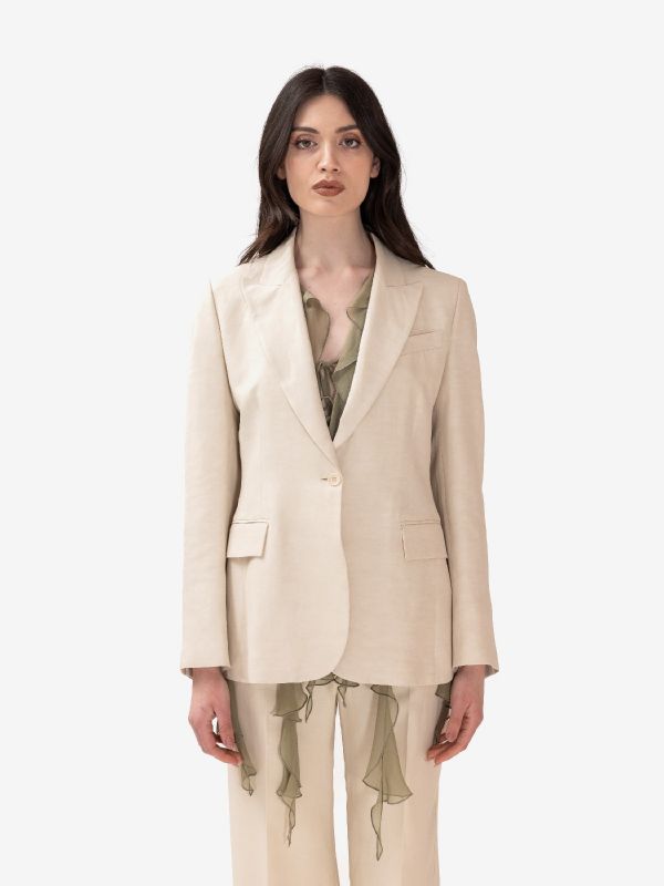 P.A.R.O.S.H. Blazer monopetto lino Beige