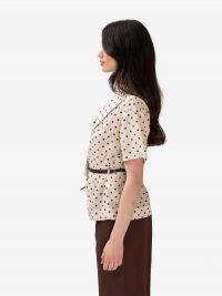 P.A.R.O.S.H. Blusa m/c seta a pois + cintura Marrone