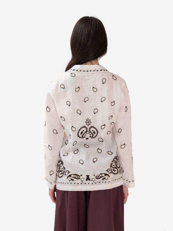 P.A.R.O.S.H. Blazer lino + ricami marroni Bianco
