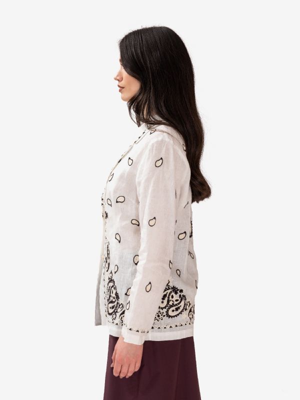 P.A.R.O.S.H. Blazer lino + ricami marroni Bianco