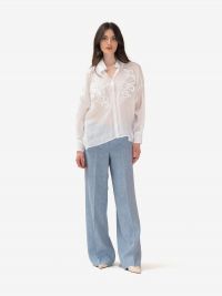 P.A.R.O.S.H. Pantalone palazzo lino Azzurro