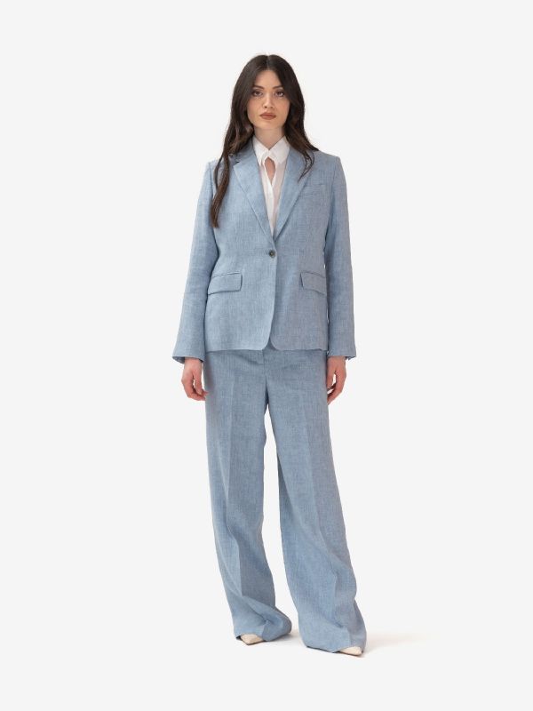 P.A.R.O.S.H. Blazer monopetto lino Celeste polvere