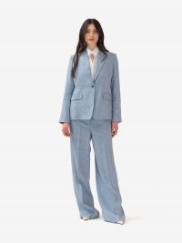 P.A.R.O.S.H. Blazer monopetto lino Celeste polvere