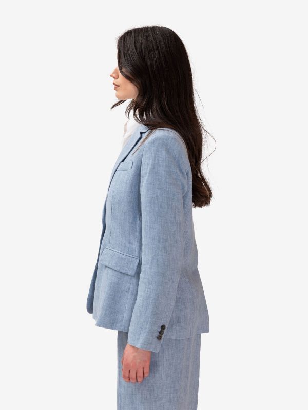P.A.R.O.S.H. Blazer monopetto lino Celeste polvere