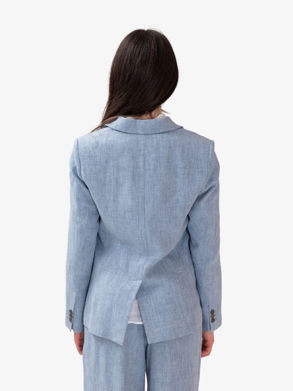 P.A.R.O.S.H. Blazer monopetto lino Celeste polvere