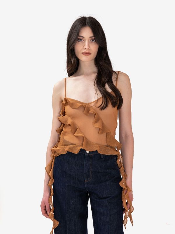 ERIKA CAVALLINI Top rouche filo Marrone