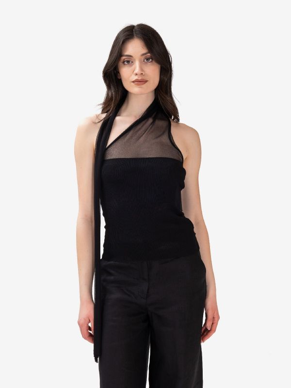 ERIKA CAVALLINI Maglia monospalla filo Nero