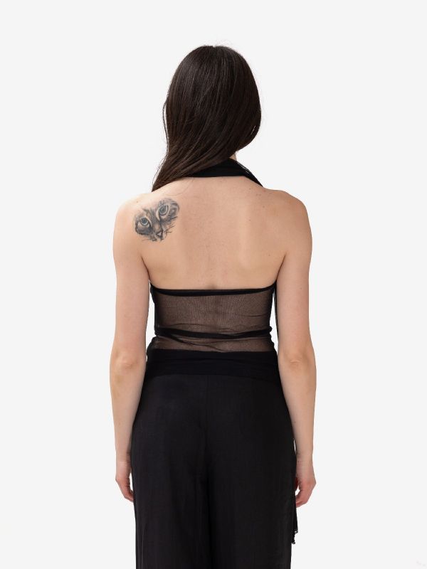 ERIKA CAVALLINI Maglia monospalla filo Nero