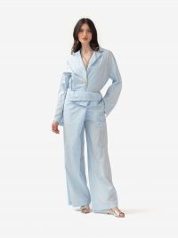 ERIKA CAVALLINI Pantalone cotone largo Celeste