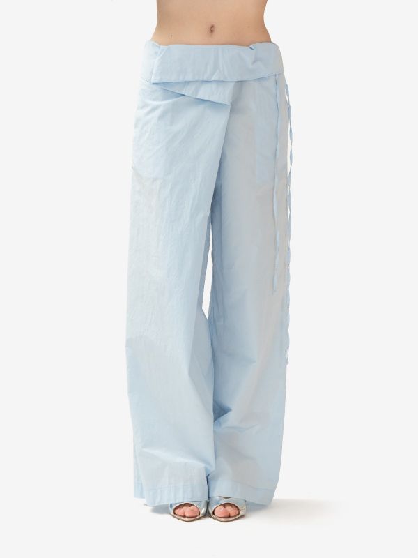 ERIKA CAVALLINI Pantalone cotone largo Celeste
