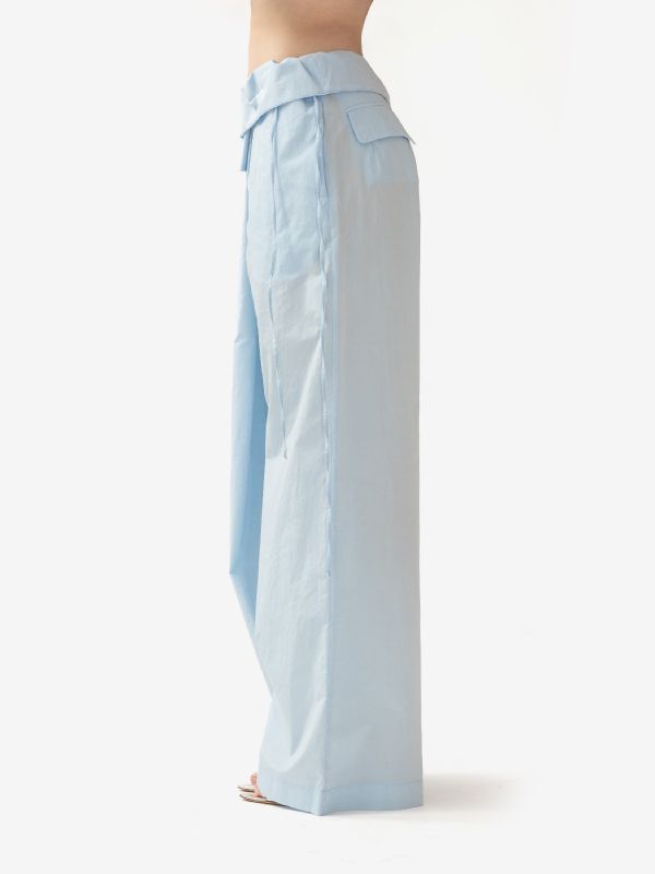 ERIKA CAVALLINI Pantalone cotone largo Celeste